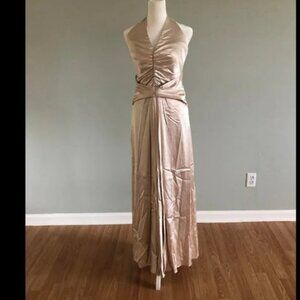 Vintage 1990s 2000s does 1930s 1940s Halter Ruched Gown Fits XS